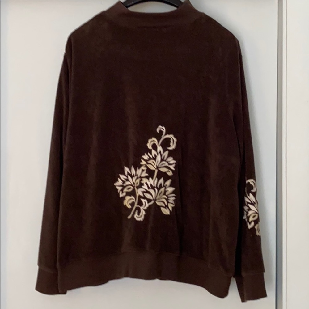 Talbots Terrycloth Zip Mockneck Sweatshirt